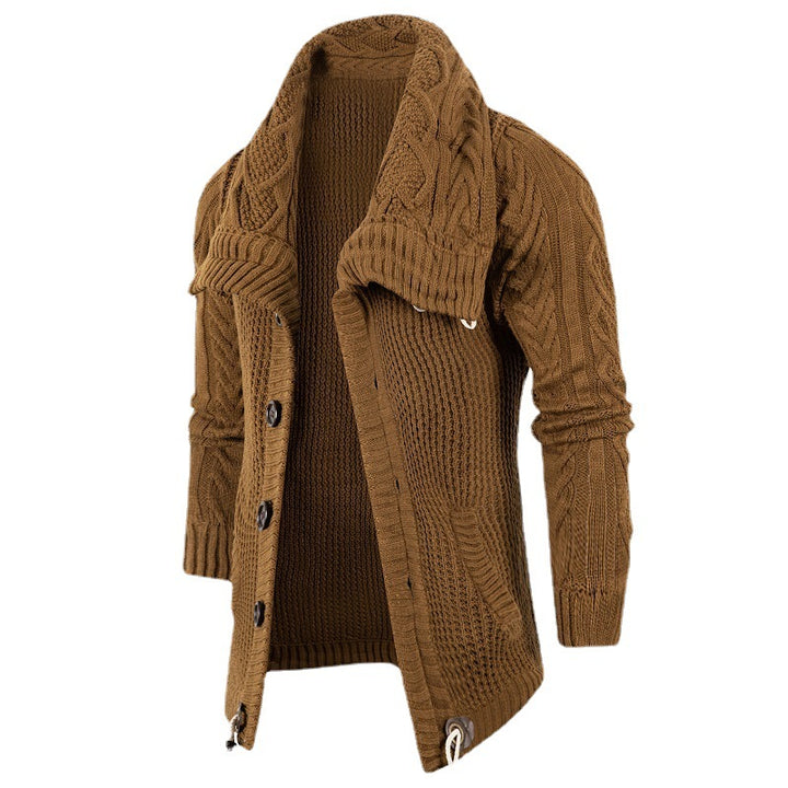 Herren Grobstrick Strickjacke mit umschlagbarem Halsausschnitt Echoarchiv