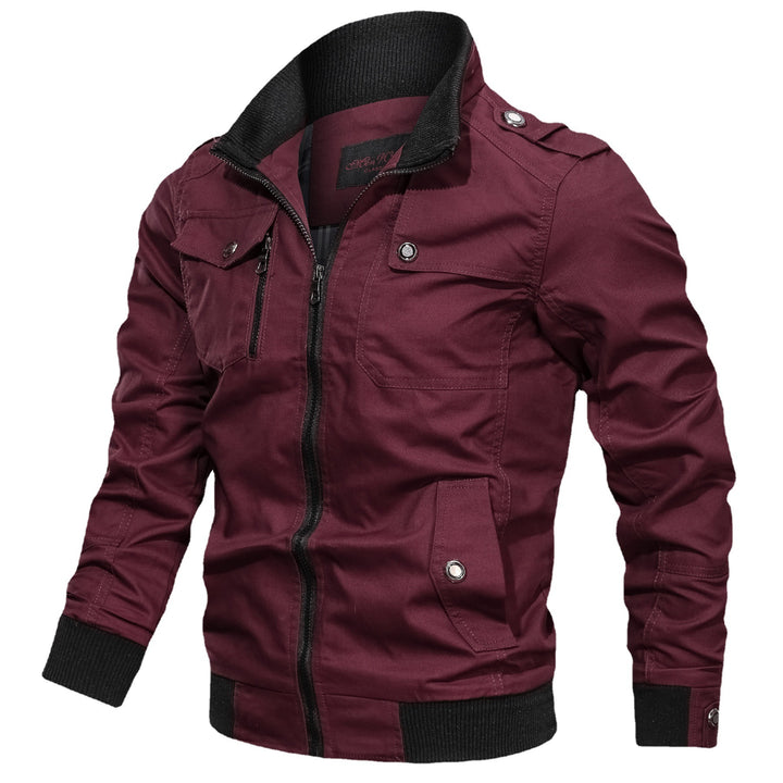 Herren leichter Canvas-Pilotblouson mit Stehkragen, Schulterpatten und Rippenbündchen Echoarchiv