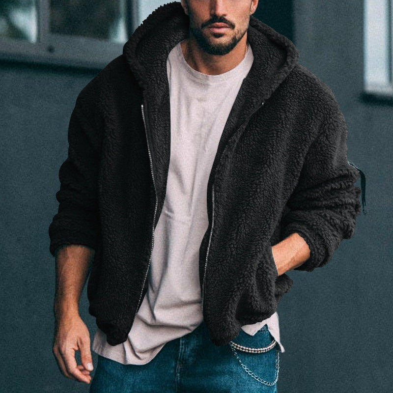 Herren kuschelige Teddyjacke mit Kapuze Echoarchiv