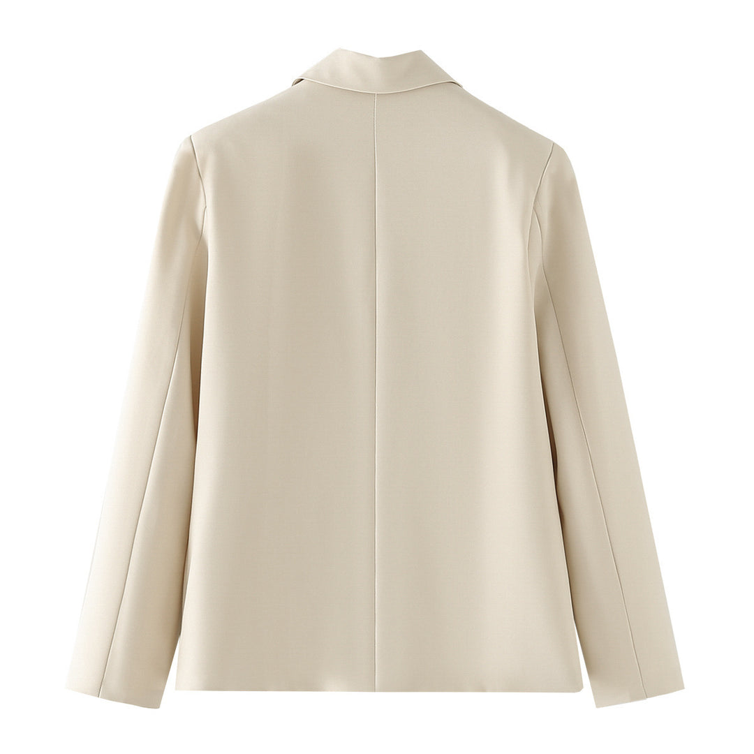 Damen leichter Doppelreiher-Blazer aus Strukturcrepe mit Pattentaschen und definierter Taillenform – Valéne