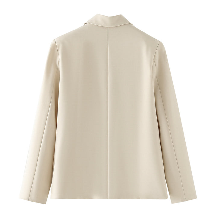 Damen leichter Doppelreiher-Blazer aus Strukturcrepe mit Pattentaschen und definierter Taillenform – Valéne