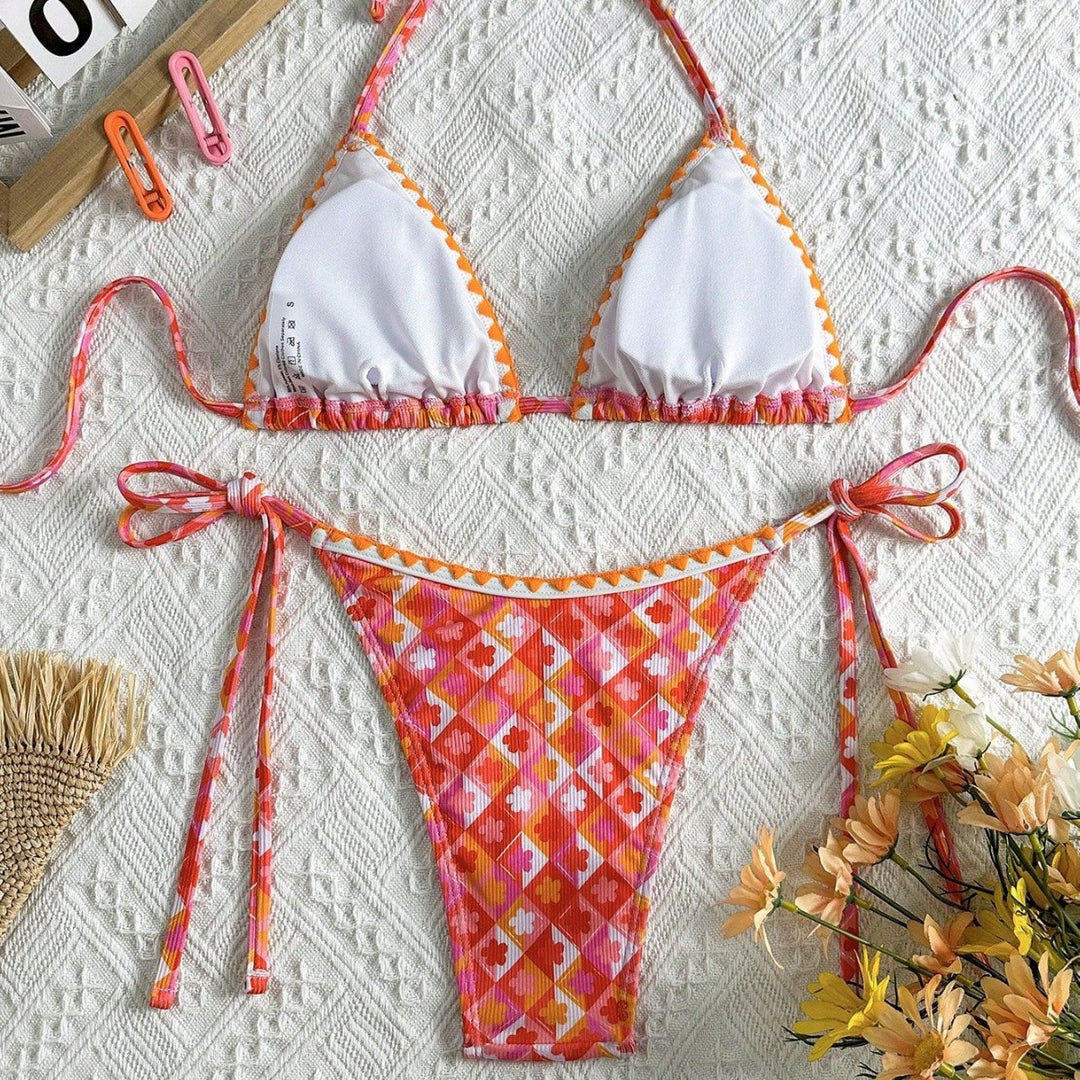 Damen Triangel-Bikini mit verspieltem Karomuster und raffinierten Trägern Echo Archiv