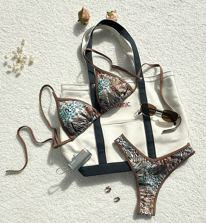 Damen Triangel-Bikini mit exotischem Print und verstellbaren Trägern Echo Archiv