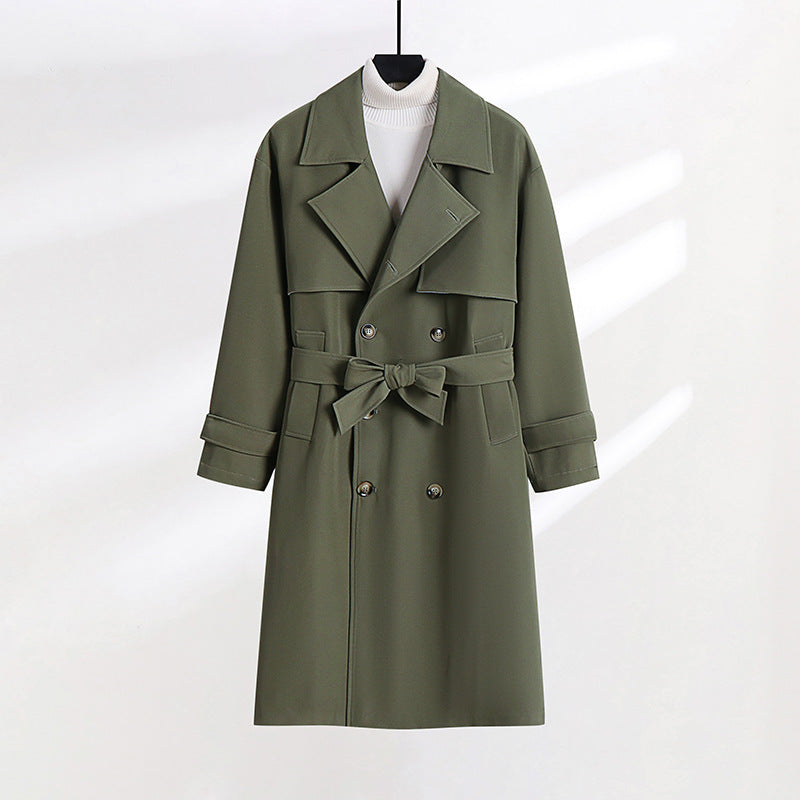 Damen taillierter Doppelreiher-Trenchcoat mit Bindegürtel und Schalkragen Echoarchiv