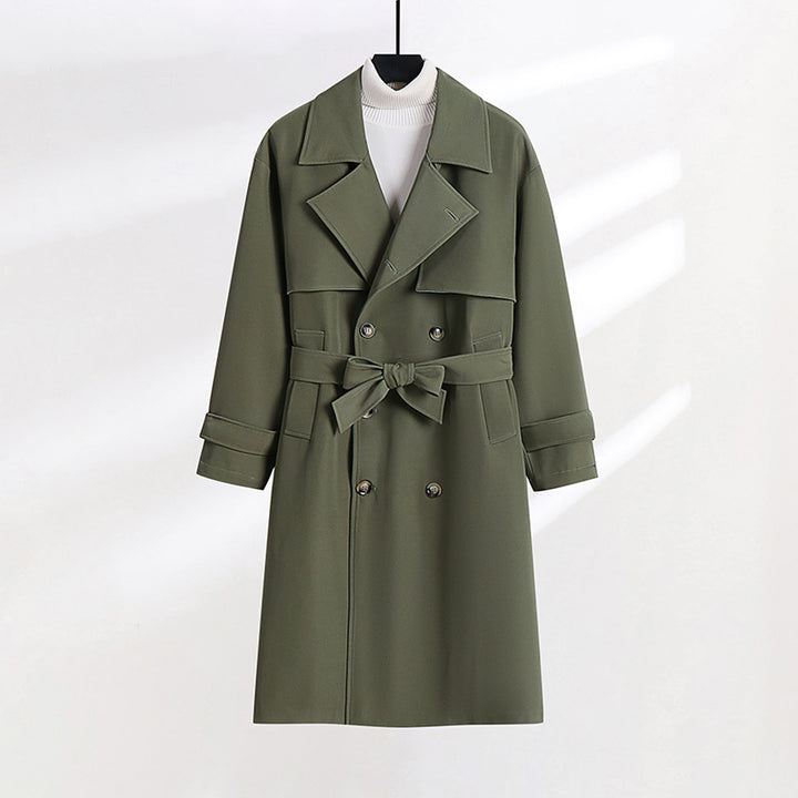 Damen taillierter Doppelreiher-Trenchcoat mit Bindegürtel und Schalkragen Echoarchiv