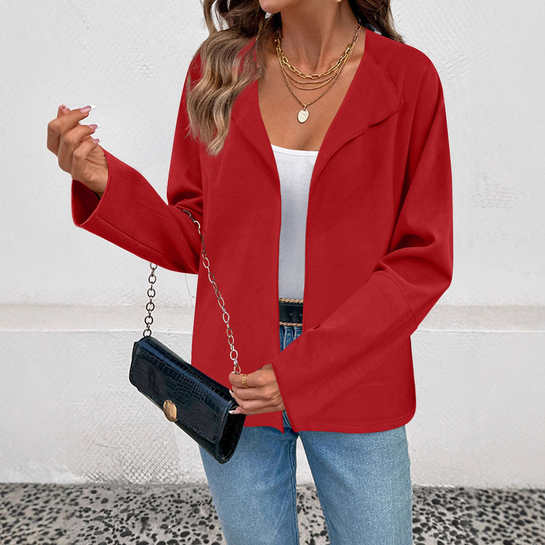 Damen Leichter Offener Blazer mit fallendem Revers und weiten Ärmeln Echoarchiv