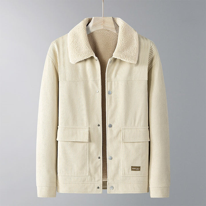 Herren Cordjacke mit Teddyfutter, Hemdkragen & Druckknopffront Echoarchiv