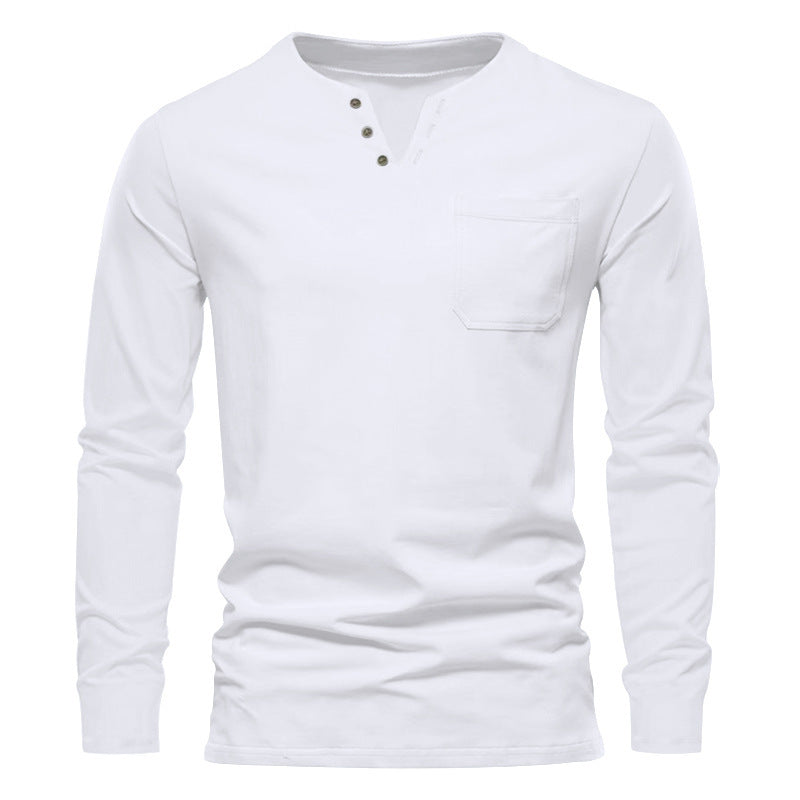 Herren Langarm-Henley-Shirt mit praktischer Brusttasche und modischem Design Echoarchiv