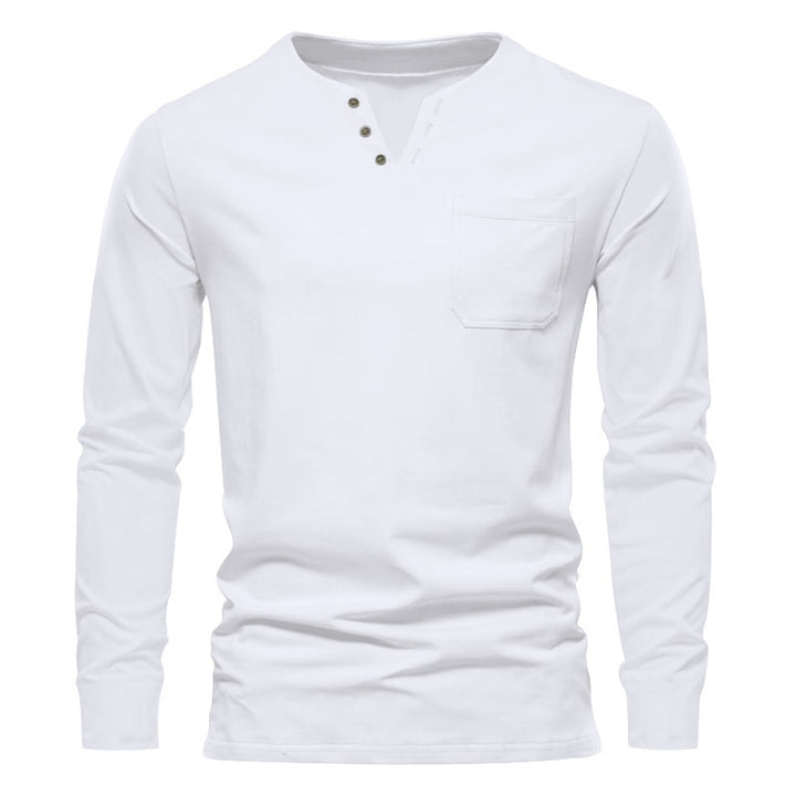 Herren Langarm-Henley-Shirt mit praktischer Brusttasche und modischem Design Echoarchiv
