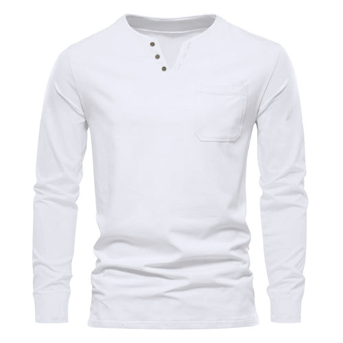 Herren Langarm-Henley-Shirt mit praktischer Brusttasche und modischem Design Echoarchiv