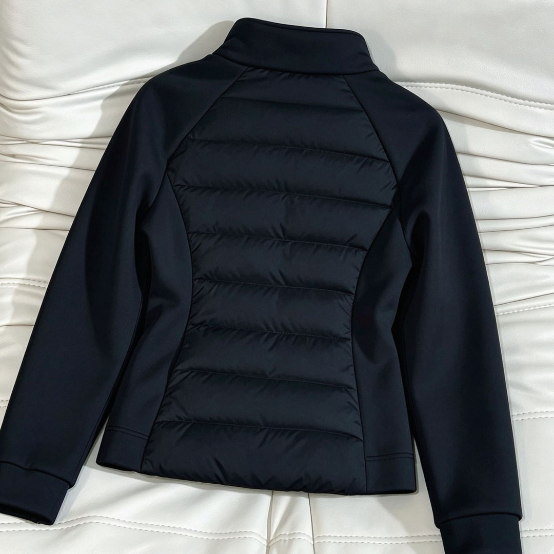 Damen Hybrid-Steppjacke mit wattierter Front, Raglanärmeln und hochschließendem Kragen – Célinea