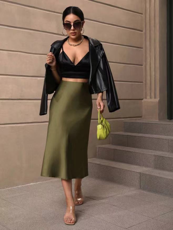 Damen Satin Rock mit schwingendem Saum und elegantem Schnitt Echoarchiv