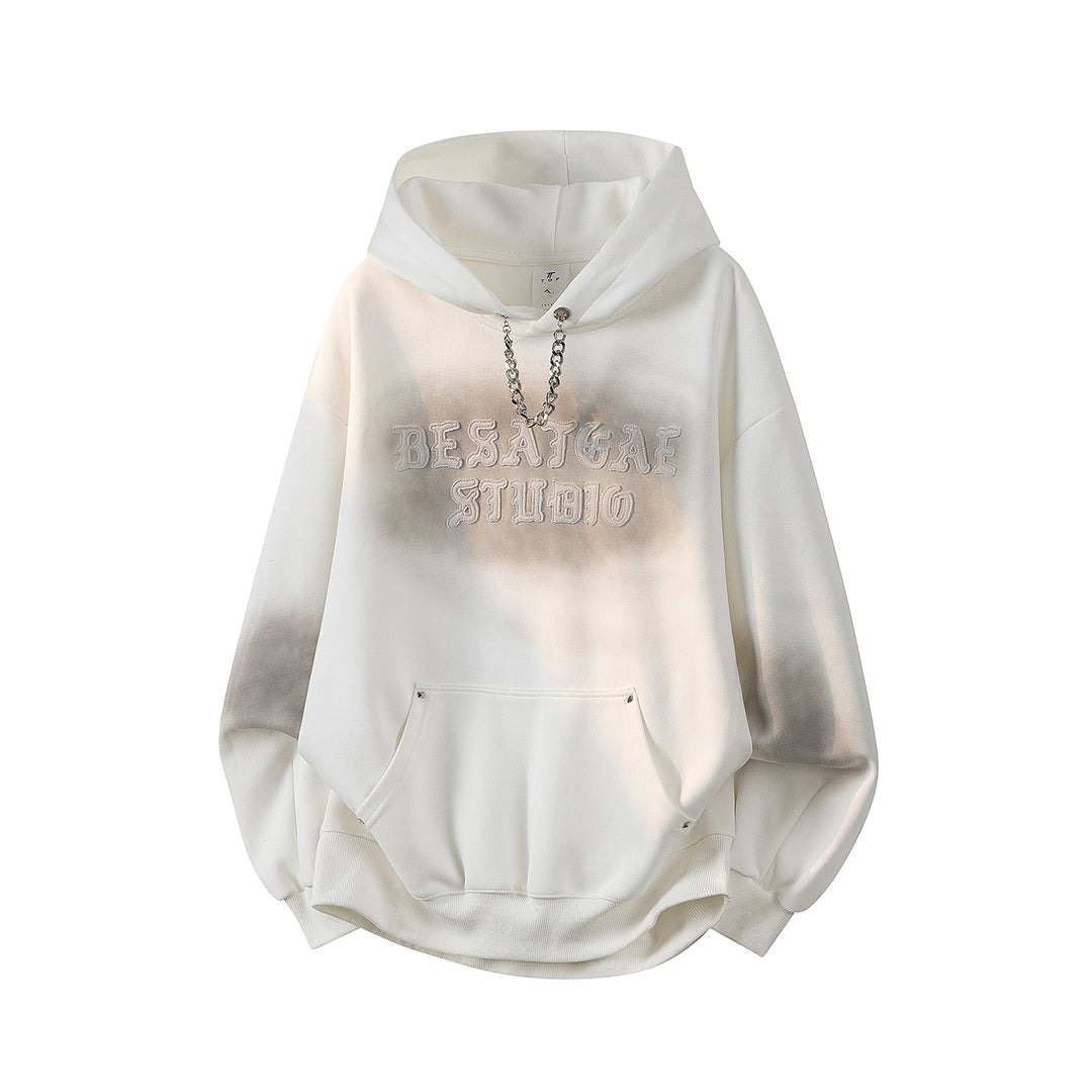 Unisex Oversize Kapuzenpullover mit handschriftlichem Grafik-Print, Kängurutasche & geripptem Saum Echoarchiv