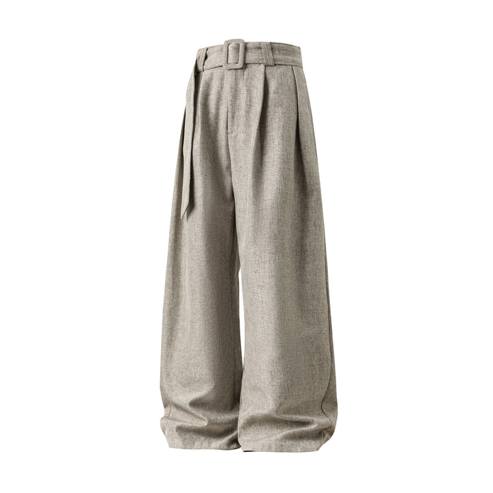 Damen Weite High-Waist Palazzo-Hose mit Bundfalten und Bindegürtel Echo Archiv