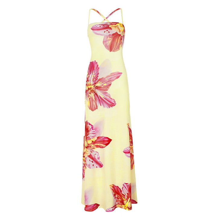 Damen Maxi Kleid mit floralem Design und Spaghettiträgern Echo Archiv