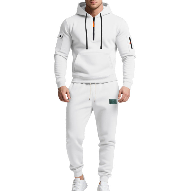 Herren nan Half-Zip Kapuzenpullover und tapered Jogginghose Set mit Kängurutasche, Reißverschlussdetails und elastischem Tunnelzugbund Echo Archiv