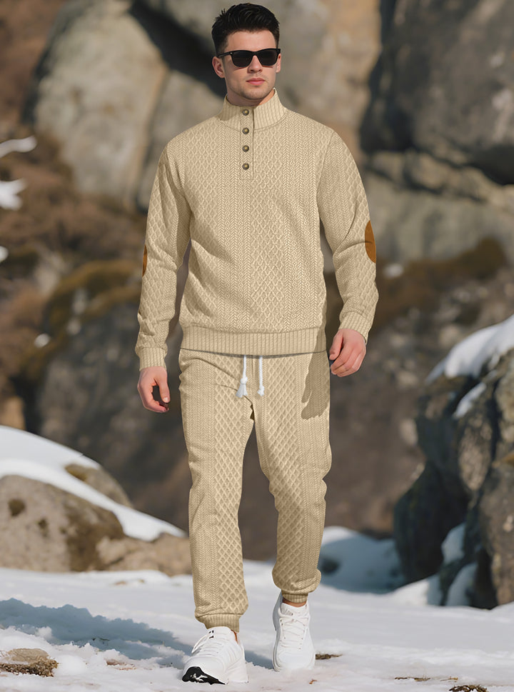 Herren Bequemer Strickpullover mit Stehkragen und modischen Knöpfen Echoarchiv