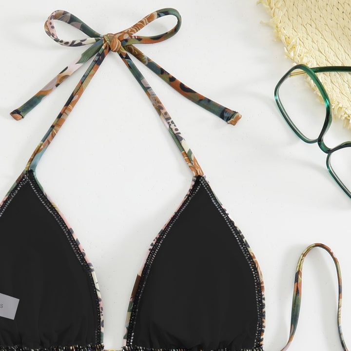 Damen Triangel-Bikini mit floralem und animalischem Design Echo Archiv