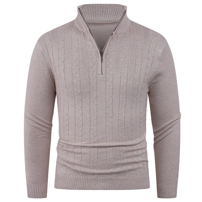 Herren Strukturierter Pullover mit ZIP-Kragen Echoarchiv