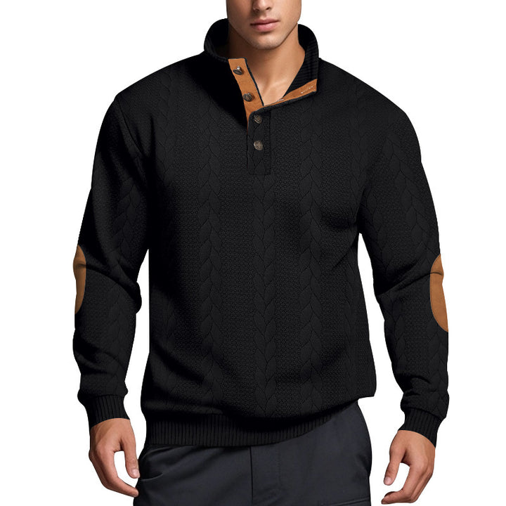 Herren Strickpullover mit hohem Kragen und strukturiertem Muster Echoarchiv