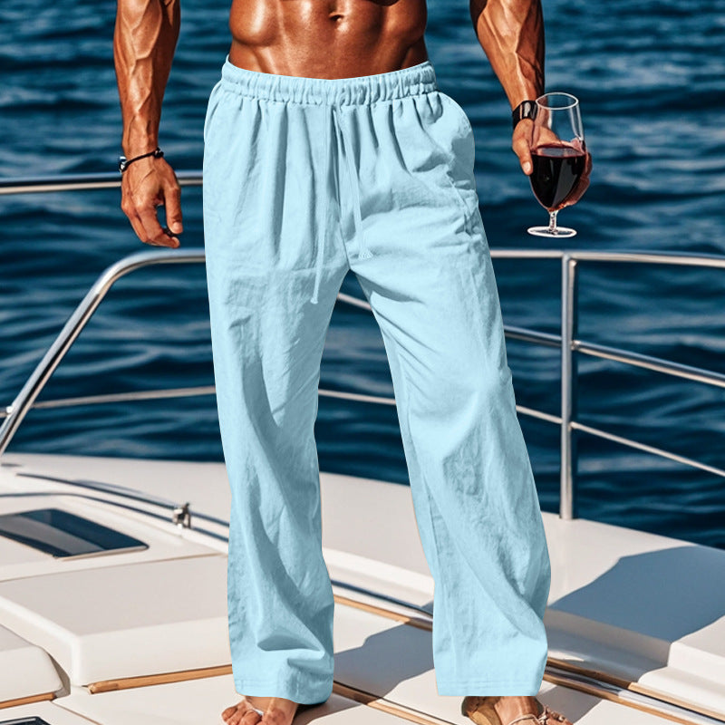 Herren Sommerliche Freizeithose mit weichem, atmungsaktivem Baumwollmaterial und elastischem Bund Echoarchiv