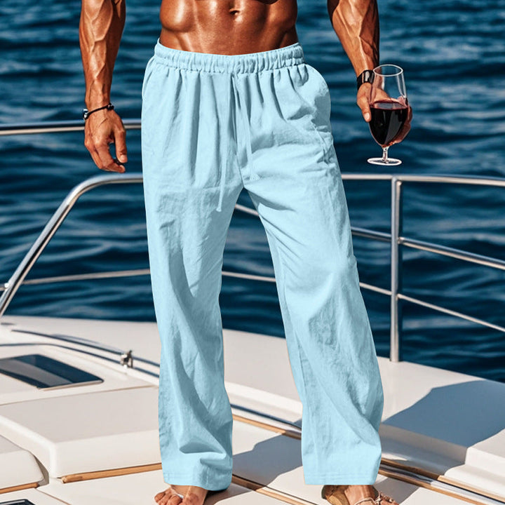 Herren Sommerliche Freizeithose mit weichem, atmungsaktivem Baumwollmaterial und elastischem Bund Echoarchiv