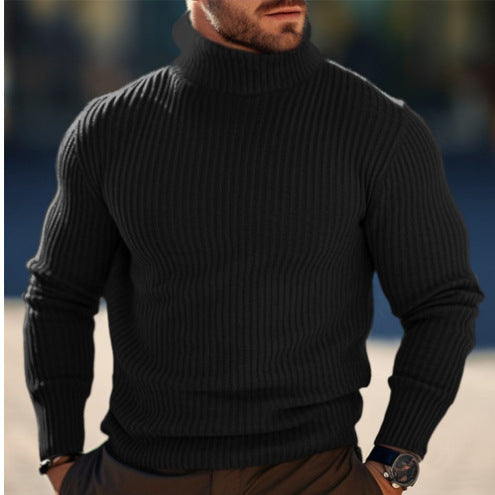 Herren nan gerippter Rollkragenpullover schmal geschnitten aus Feinstrick mit Stretch und thermoregulierender Wollmischung Echo Archiv