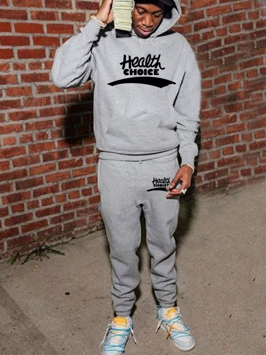 Herren Sweatshirt und Jogginghose Set mit healthorientierter Schriftart Echoarchiv