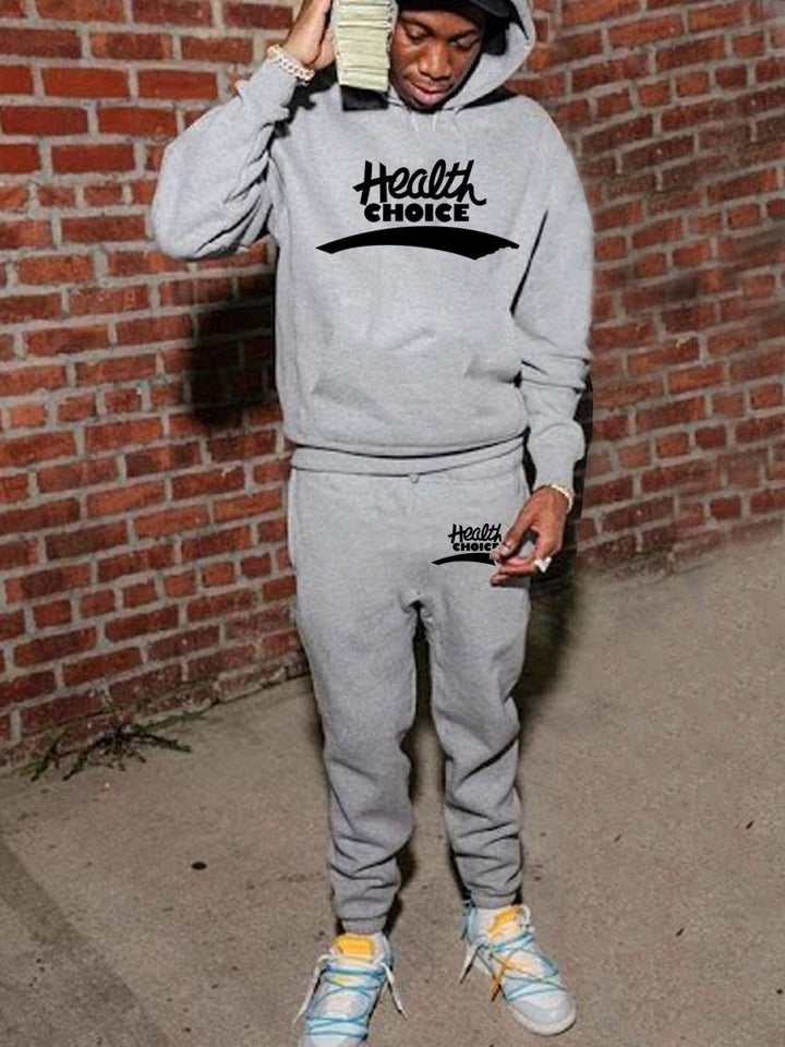 Herren Sweatshirt und Jogginghose Set mit healthorientierter Schriftart Echoarchiv