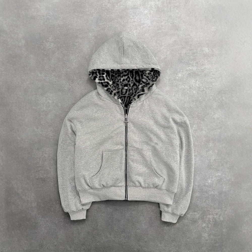 Damen nan kurze Kapuzenjacke mit Kunstfellfutter, Reißverschluss und Kängurutasche Echo Archiv