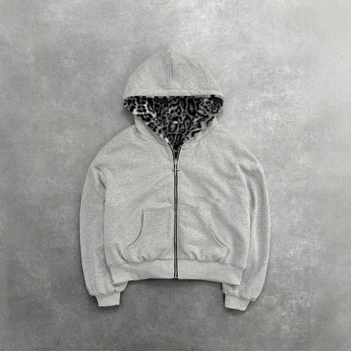 Damen nan kurze Kapuzenjacke mit Kunstfellfutter, Reißverschluss und Kängurutasche Echo Archiv