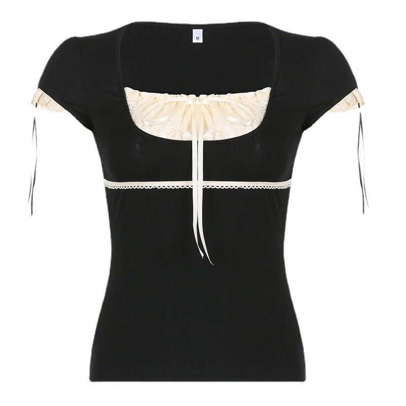 Damen Elegantes Spitzenoberteil mit raffinierten Schnürdetails Echo Archiv