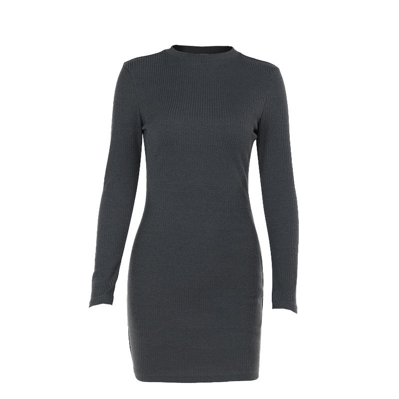 Damen elegantes, figurbetontes Strickkleid mit langen Ärmeln und hohem Kragen Echo Archiv