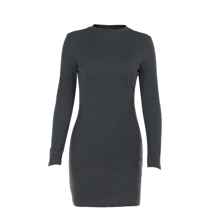 Damen elegantes, figurbetontes Strickkleid mit langen Ärmeln und hohem Kragen Echo Archiv