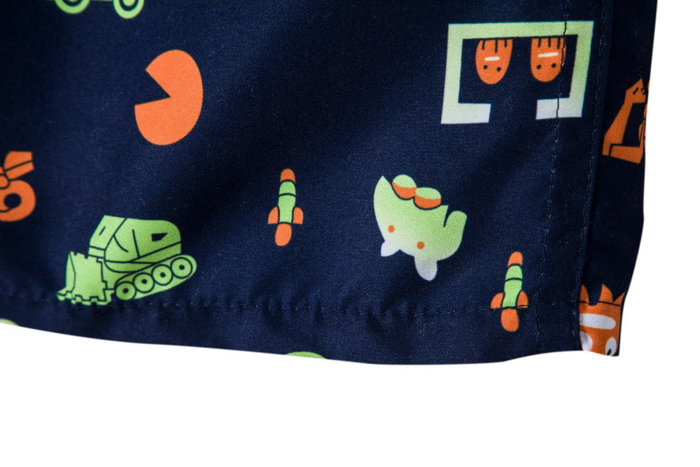 Herren Badeshorts im verspielten Grafikdesign mit elastischem Bund und Reißverschluss Echoarchiv