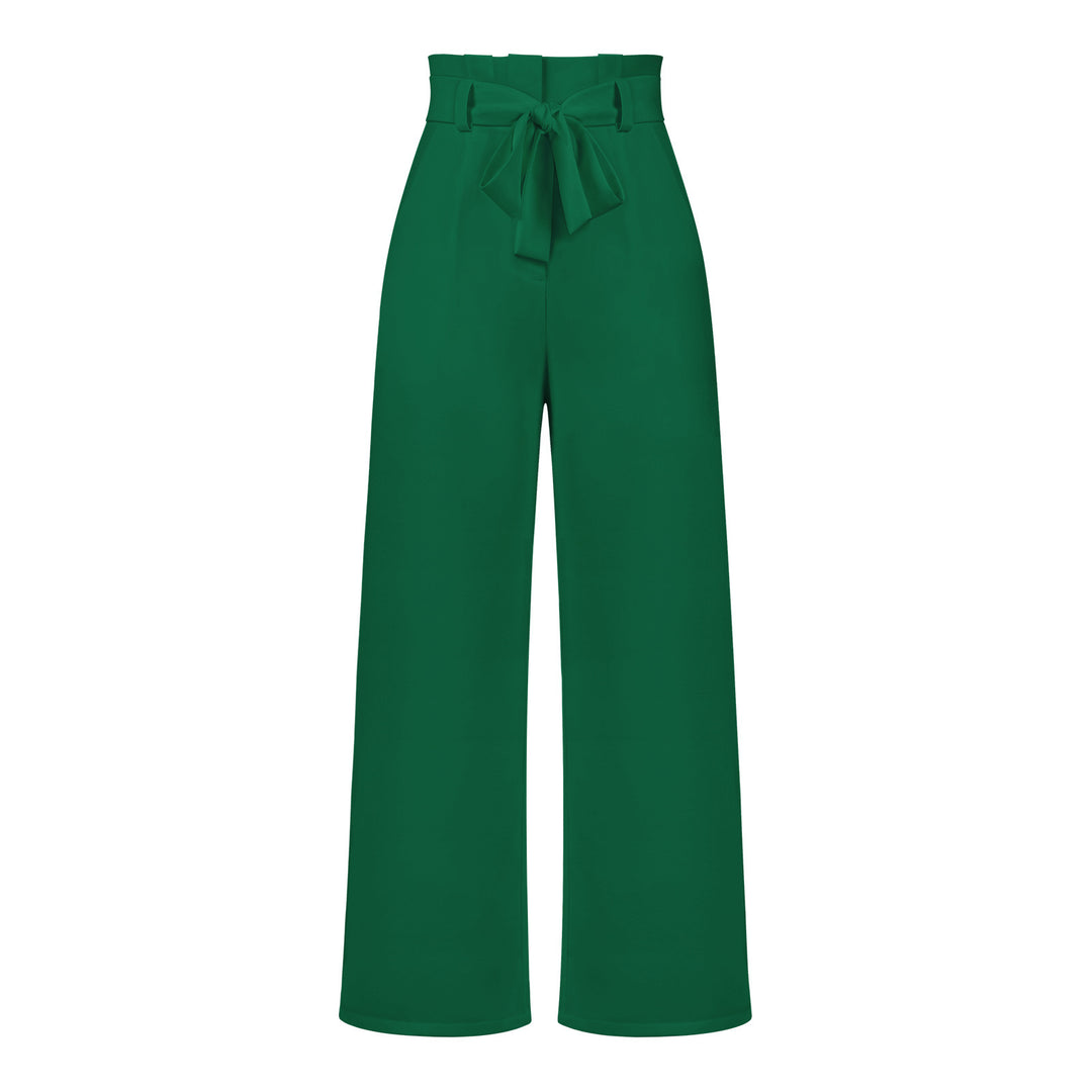 Damen hochtaillierte Paperbag-Hose mit weitem Bein und Taillengürtel – Avérine