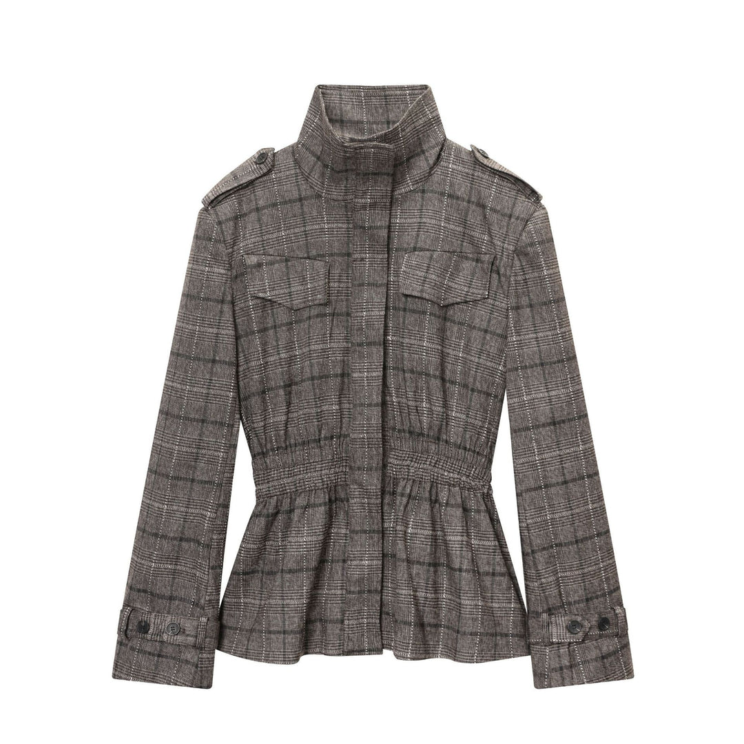 Damen nan Glencheck-Hose mit hoher Taille, weitem Bein, Bügelfalte und verdeckter Frontleiste Echo Archiv