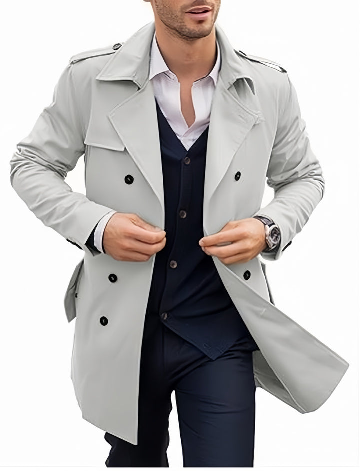 Herren Eleganter Trenchcoat mit klassischem Schnitt und praktischen Taschen Echoarchiv