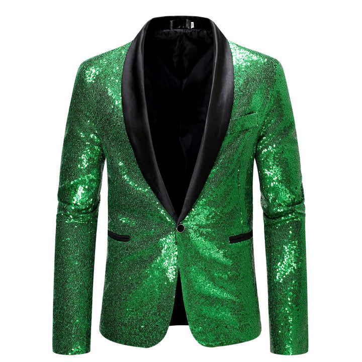 Herren Pailletten-Blazer mit Schalkragen – Tianoro