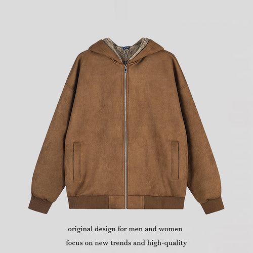 Damen Kapuzen-Zipjacke aus Veloursimitat mit Teddyfutter und gerippten Bündchen Echoarchiv