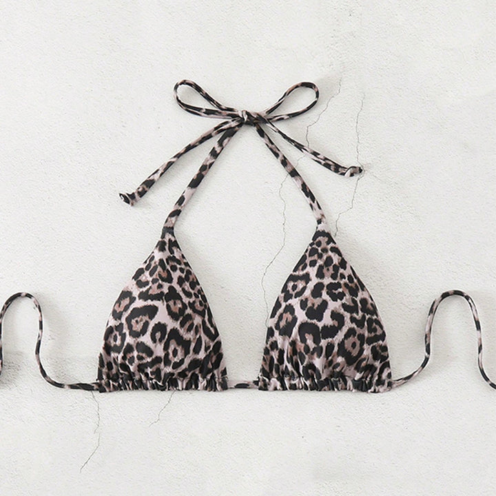 Damen Dreieck-Bikini mit raffinierten Bindebändern und animalischem Druck Echo Archiv