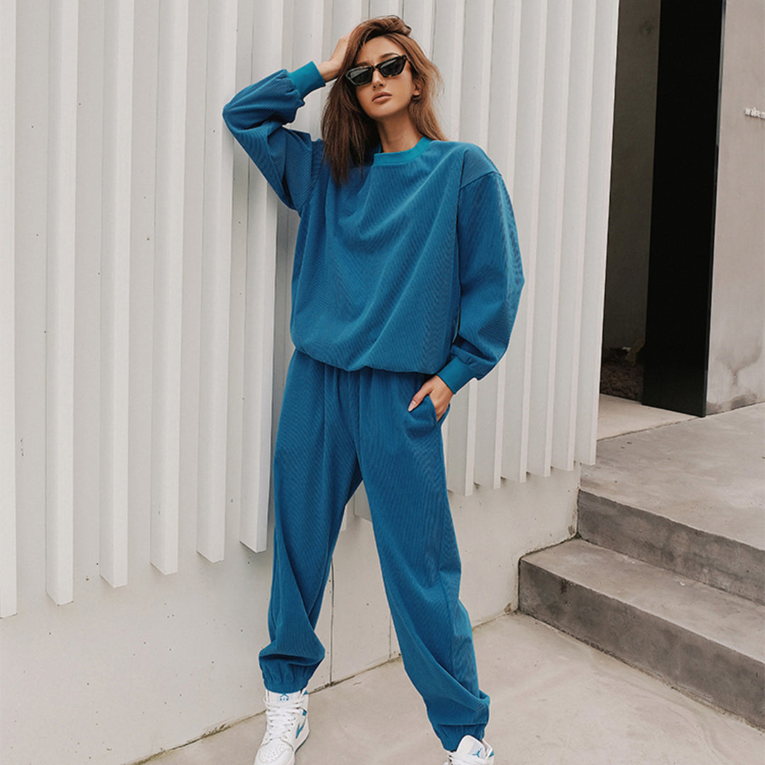 Damen nan strukturierter Cord-Trainingsanzug im Relaxed-Fit mit Bündchenhose Echo Archiv