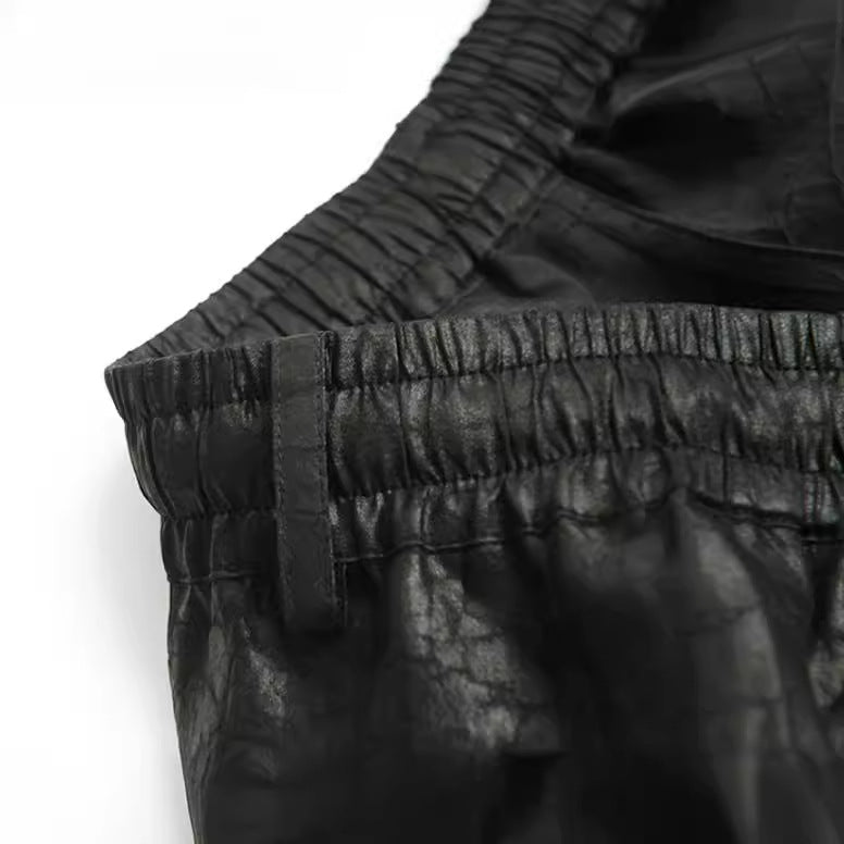Damen Lederimitat-Jogginghose mit elastischem Bund und Tunnelzug Echoarchiv