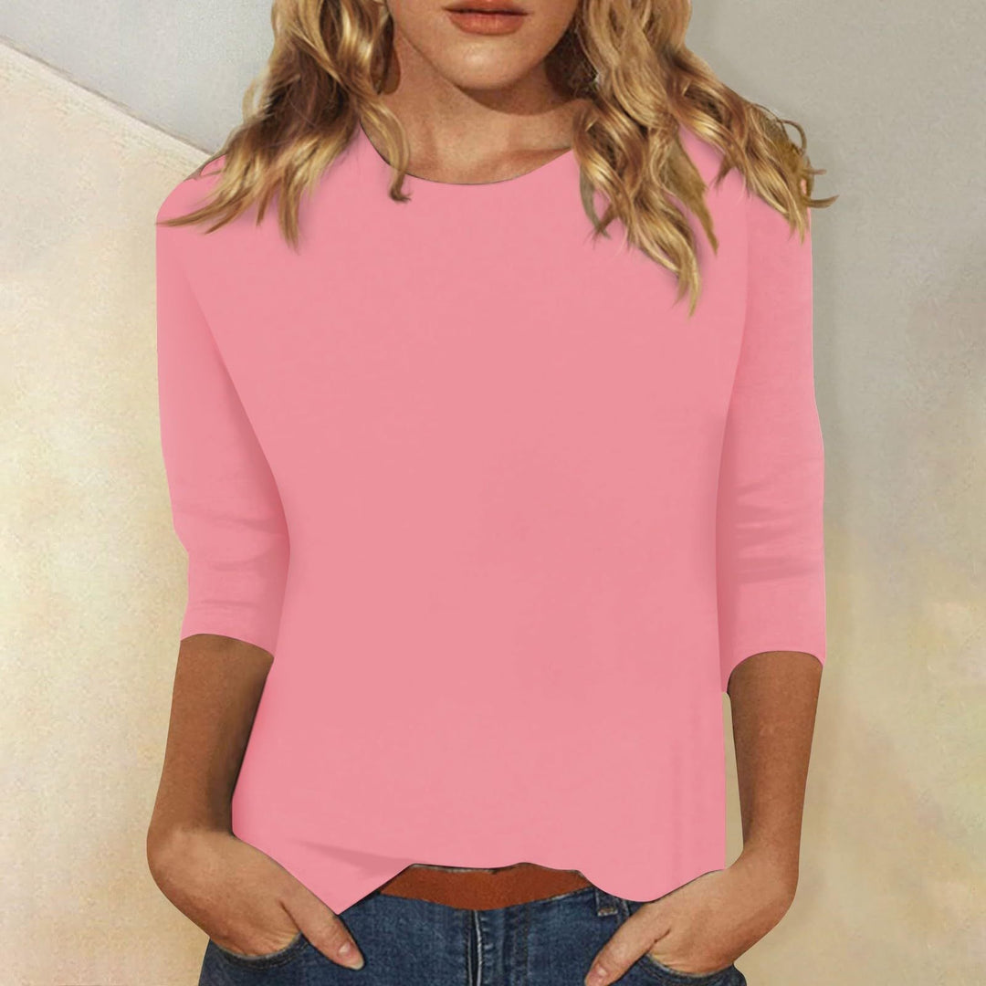 Damen Lockeres Baumwollshirt mit 3/4-Ärmeln Echoarchiv
