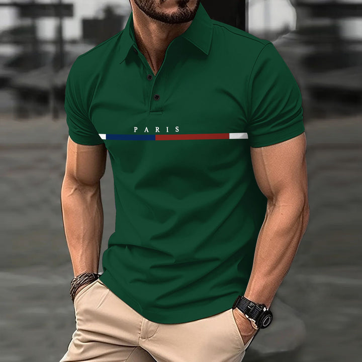 Herren Poloshirt mit modischem Grafikelement Echoarchiv
