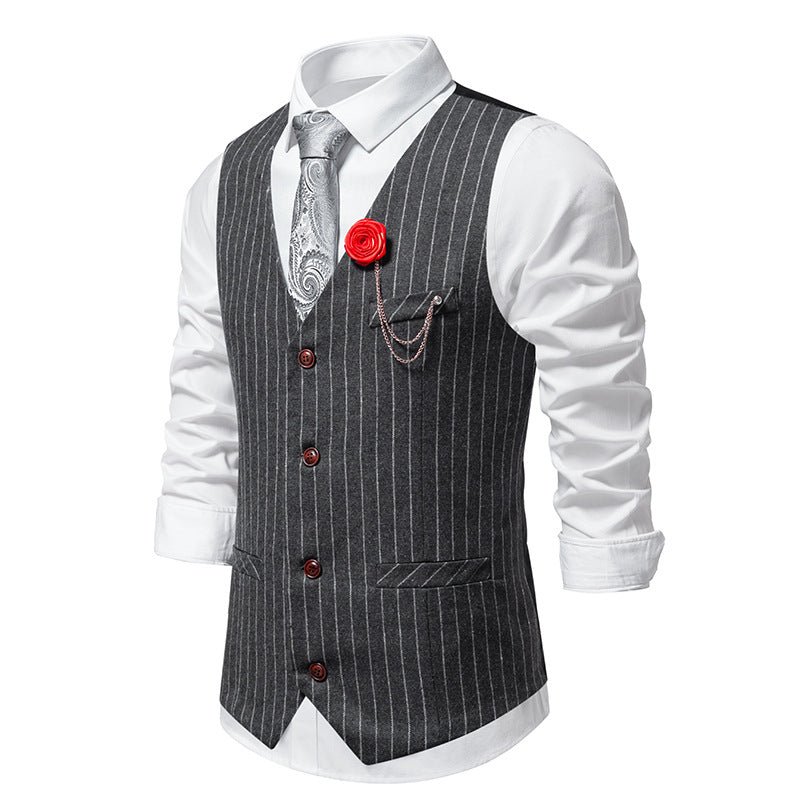 Herren elegante Weste mit schmalem Hahnentrittmuster und asymmetrischen Akzenten Echoarchiv