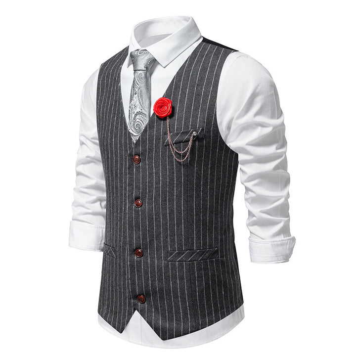 Herren elegante Weste mit schmalem Hahnentrittmuster und asymmetrischen Akzenten Echoarchiv