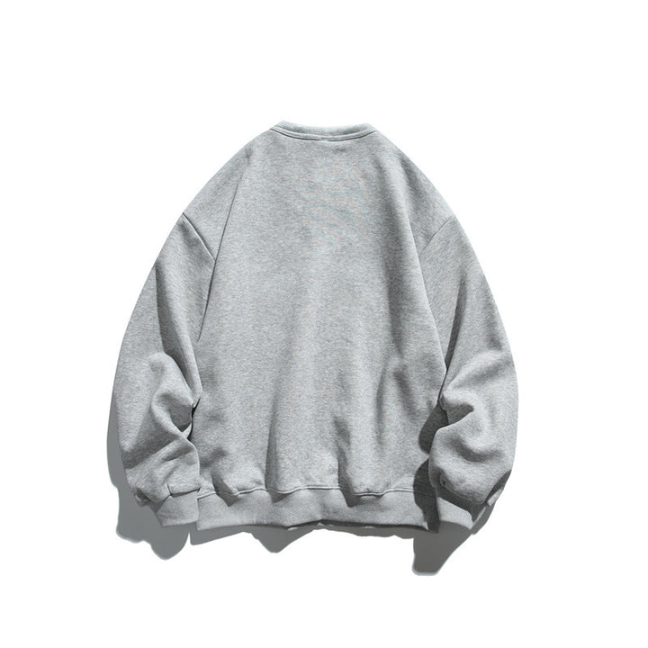Unisex Oversize-Sweatshirt mit Notch-Kragen, Lagen-Effekt und Script-Print Echoarchiv