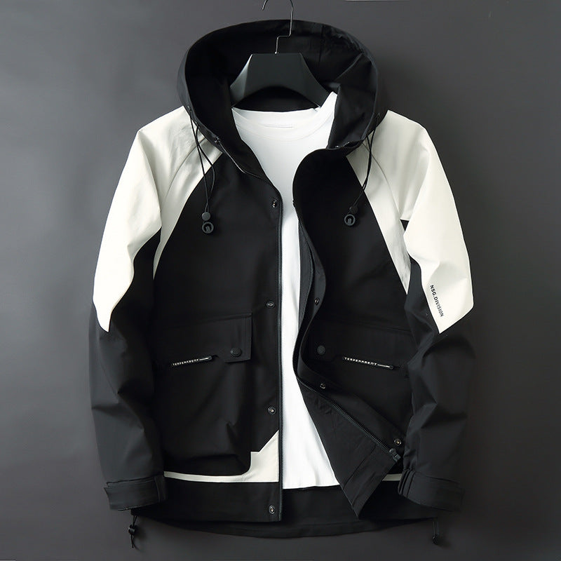 Herren Technische Parka-Jacke im Utility-Stil mit Kapuze, wind- und wasserabweisender Shell Echo Archiv