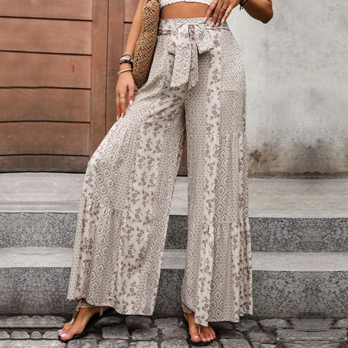 Damen Weit geschnittene Palazzo-Hose mit floralem Muster Echo Archiv